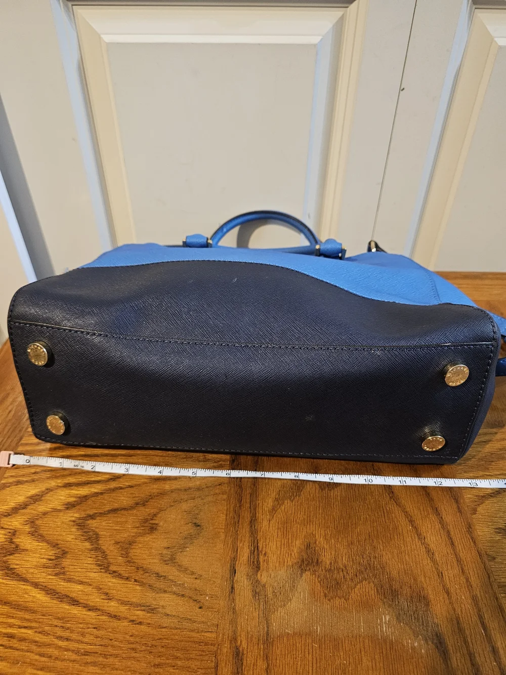 Michael Kors Blue and Black Saffiano Leather Satchel
